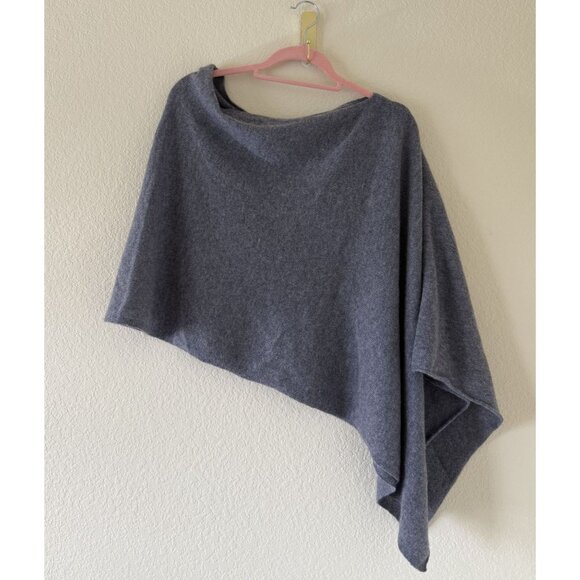 Alashan Women's Asymmetrical 100% Cashmere Gray Poncho One Size Quiet Luxury - Picture 1 of 4